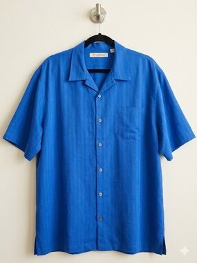 EUC Tommy Bahama Royal Blue Short-Sleeve Button-Down Camp Shirt
